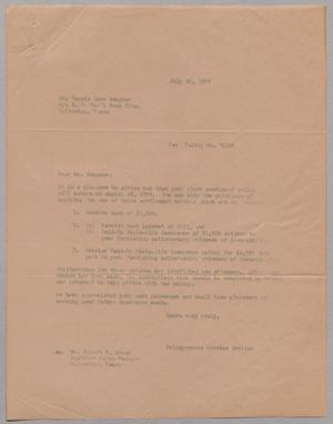 [Letter from Policyowners Service Section to Harris Leon Kempner, July 20, 1959]