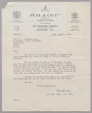 [Letter from Peal & Co. to Harris L. Kempner, August 16, 1960]