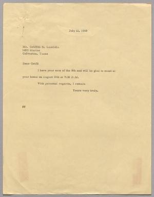 [Letter from Harris Leon Kempner to Griffith D. Lambdin, July 12, 1960]