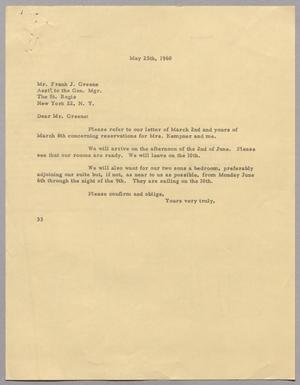 [Letter from Harris L. Kempner to Frank J. Greene, May 25, 1960]