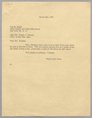 [Letter from Harris L. Kempner to Frank J. Greene, March 2, 1960]