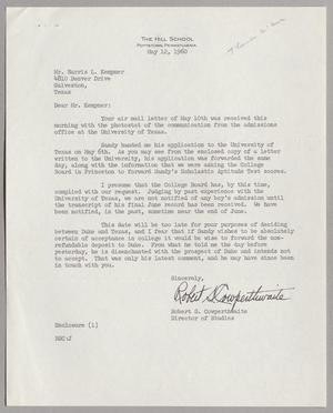 [Letter from Robert S. Cowperthwaite to Harris Leon Kempner, May 12, 1960]