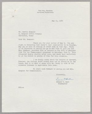 [Letter from Edward T. Hall to Harris Leon Kempner, May 11, 1960]