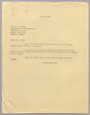[Letter from Harris Leon Kempner to H. A. Krebs, May 13, 1960]