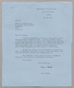 [Letter from H. A. Krebs to Harris Leon Kempner, May 9, 1960]
