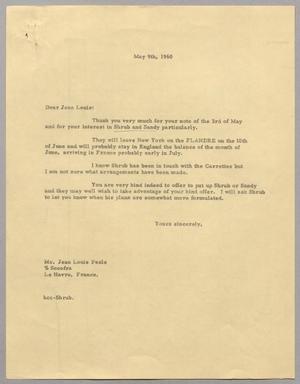[Letter from Harris Leon Kempner to Jean Louis Pesle, May 9, 1960]