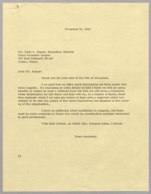 [Letter from Harris L. Kempner to Alvin A. Burger, November 16, 1964]