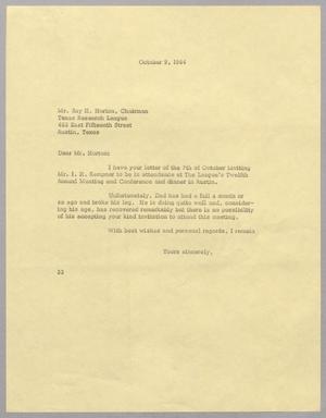 [Letter from Harris L. Kempner to Ray H. Horton, October 9, 1964]
