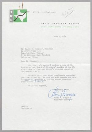 [Letter from Alvin A. Burger to Harris L. Kempner, June 5, 1964]