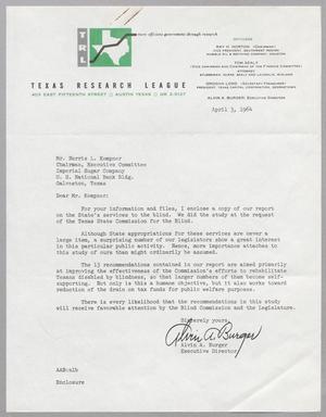 [Letter from Alvin A. Burger to Harris L. Kempner, April 3, 1964]