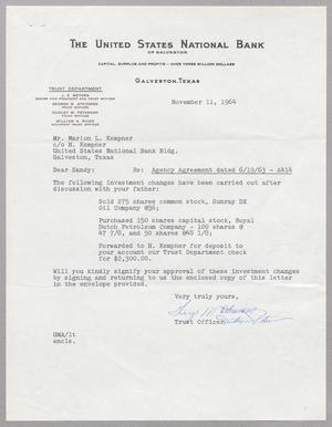 [Letter from George M. Atkinson to Marion L. Kempner, November 11, 1964]