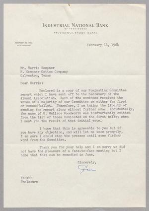 Primary view of object titled '[Letter from Kenneth N. Hill to Harris L. Kempner, February 14, 1964]'.