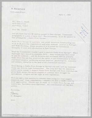 [Letter from Harris L. Kempner to Glen T. Smith, April 3, 1964]