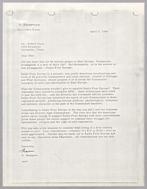 [Letter from Harris L. Kempner to Robert Sealy, April 3, 1964, copy]