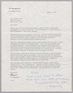 [Letter from Harris L. Kempner to Robert Sealy, April 3, 1964]