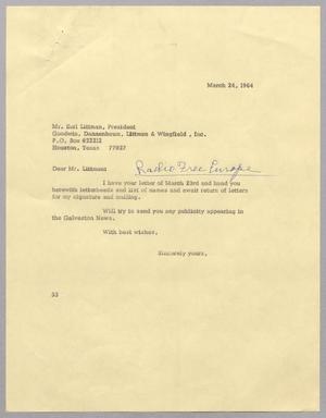 [Letter from Harris L. Kempner to Earl Littman, March 24, 1964]