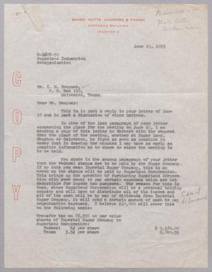 [Letter from Homer L. Bruce to Isaac H. Kempner, June 19, 1953]