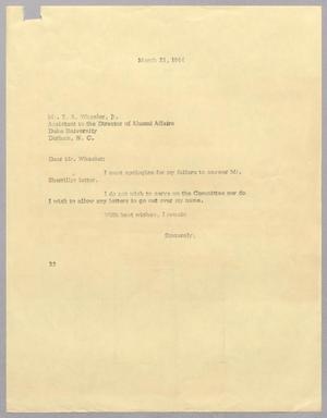[Letter from Harris L. Kempner to T. A. Wheeler, Jr., March 25, 1964]