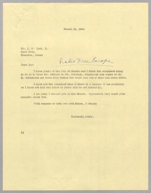 [Letter from Harris L. Kempner to J. W. Link, Jr. March 16, 1964]