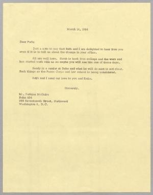 [Letter from Harris L. Kempner to Perkins McGuire, March 14, 1964]