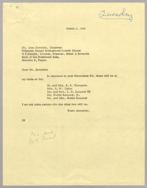 [Letter from Harris L. Kempner to Leon Jaworski, March 4, 1964]