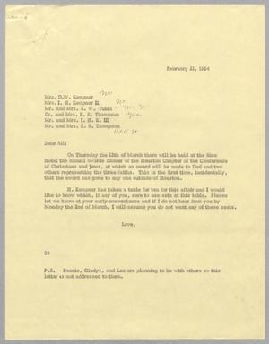 [Letter from Harris L. Kempner, February 21, 1964]