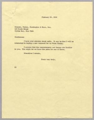 [Letter from Harris L. Kempner to Torry, Huntington & Shaw, Inc., February 28, 1964]