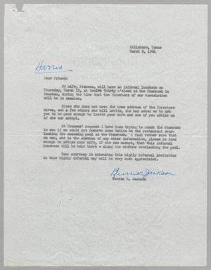 Primary view of object titled '[Letter from Burris C. Jackson to Harris L. Kempner, March 2, 1964]'.