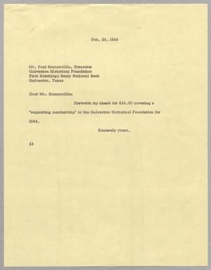 [Letter from Harris L. Kempner to Paul Rounsaville, February 28, 1964]