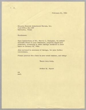 [Letter from Arthur M. Alpert to General Adjustment Bureau, Inc., February 21, 1964]