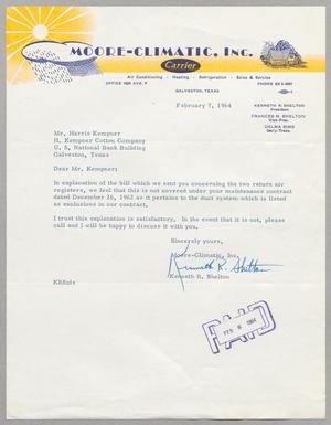 [Letter from Kenneth R. Shelton to Harris L. Kempner, February 7, 1964]