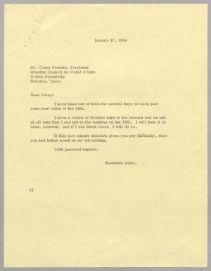 [Letter from Harris L. Kempner to Carey Croneis, January 27, 1964]