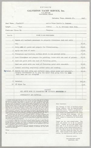[Invoice for Services for Galveston Yacht Service, Inc., January 1964]