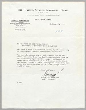 [Letter from J. E. Meyers to H. Kempner firm, February 3, 1964]