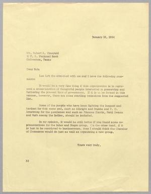 [Letter from Harris L. Kempner to Robert A. Vineyard, January 10, 1964]