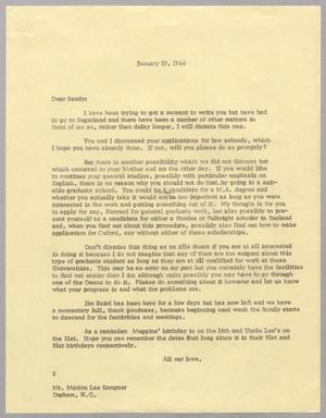 [Letter from Harris L. Kempner to Marion L. Kempner, January 10, 1964]