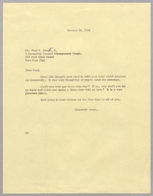 [Letter from Harris L. Kempner to Paul P. Swett, January 10, 1964]