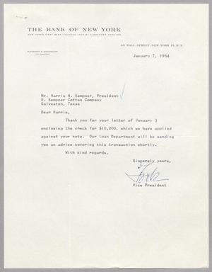 Primary view of object titled '[Letter from W. Kennedy B. "Took" Middendorf to Harris Kempner, January 7, 1964]'.