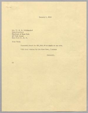 [Letter from Harris L. Kempner to W. K. B. Middendorf, January 3, 1964]
