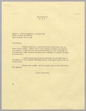 [Letter from Harris L. Kempner to Alfred Dunhill of London, Inc., December 16, 1963]