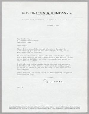 Primary view of object titled '[Letter from Garner H. Tullis to Harris L. Kempner, January 3, 1964]'.