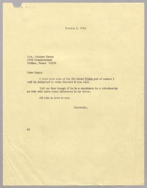 Primary view of object titled '[Letter from Harris L. Kempner to Herbert Garon, January 9, 1964]'.