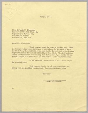 [Letter from Harris L. Kempner to Gertrude C. Macomber, April 9, 1964]