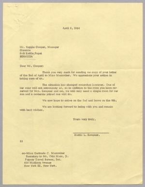 Primary view of object titled '[Letter from Harris L. Kempner to Reggie Cooper, April 9, 1964]'.