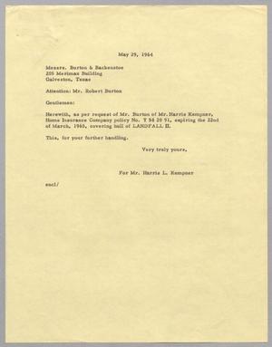 [Letter from Harris L. Kempner to Burton & Backenstoe, May 29, 1964]