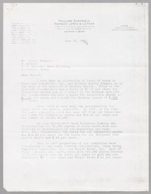 [Letter from Jay A. Phillips to Harris L. Kempner, June 18, 1963]