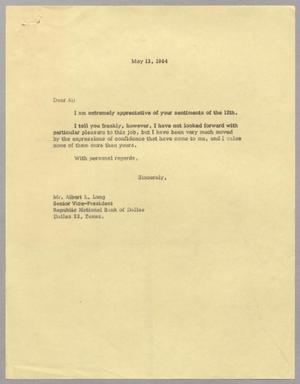 Primary view of object titled '[Letter from Harris L. Kempner to Albert L. Long, May 13, 1964]'.