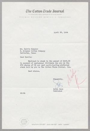 Primary view of object titled '[Letter from Seton Ross to Harris L. Kempner, April 30, 1964]'.