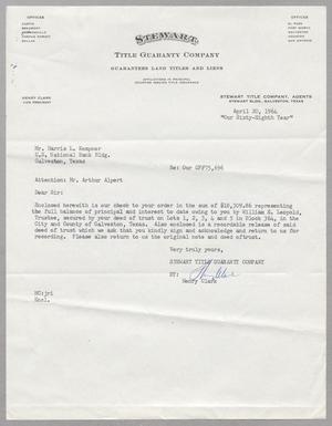 [Letter from Henry Clark to Harris L. Kempner, April 20, 1964]
