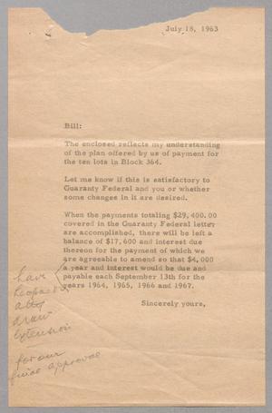 [Letter to Bill, July 18, 1963]